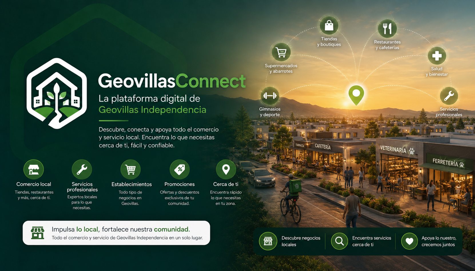 Geovillas Independencia — Comercio local, servicios y comunidad unidos para crecer